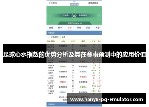 足球心水指数的优势分析及其在赛事预测中的应用价值 足球心水指数的优势分析及其在赛事预测中的应用价值